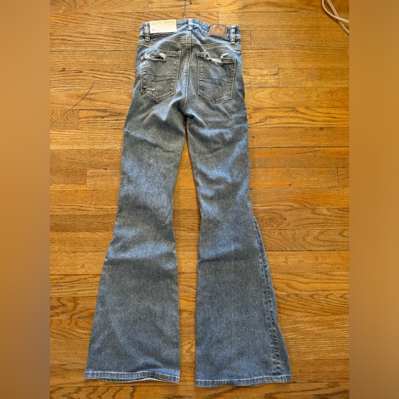 Size 23W or 000 AMERICAN EAGLE ”destroy your blues” flare jeans super hi-waist - Picture 1 of 5